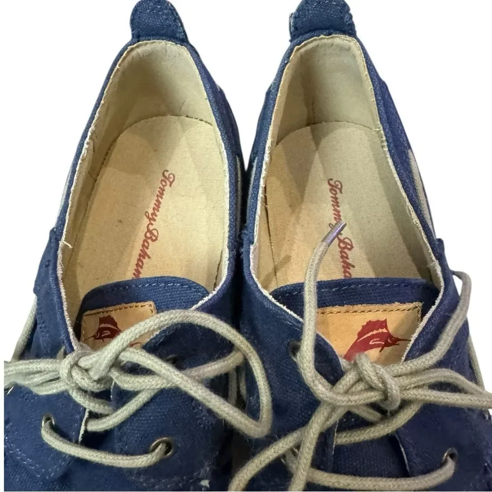Tommy Bahama Men's Calderon Navy Canvas Boat Shoes 10.5